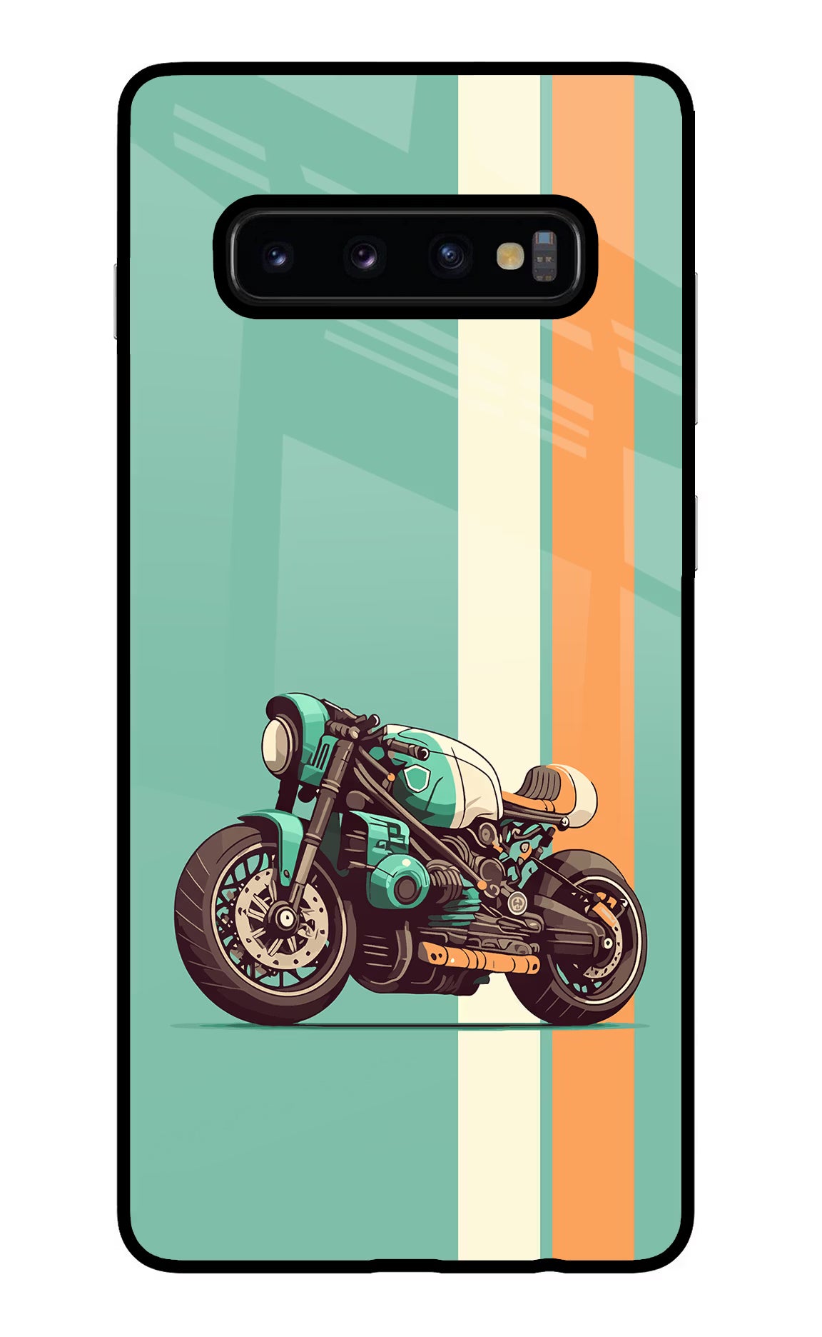 Striped Moto Drift Samsung S10 Plus Glass Case
