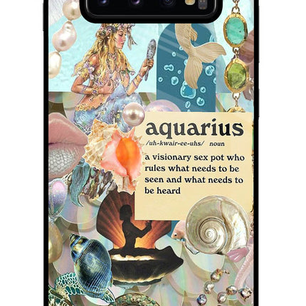 Aquarius Zodiac Samsung S10 Plus Glass Case Back Cover by Casekaro