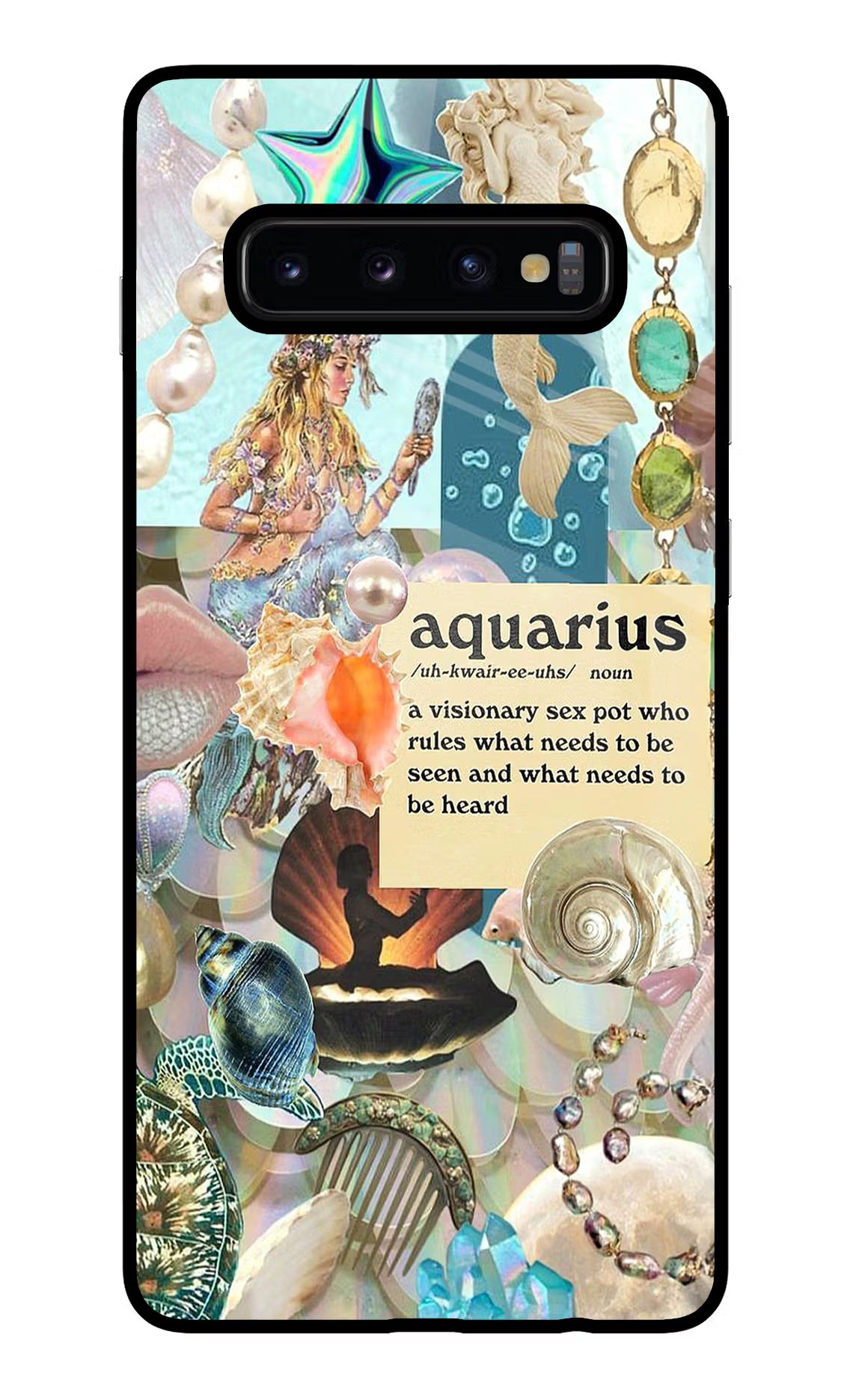 Aquarius Zodiac Samsung S10 Plus Glass Case Back Cover by Casekaro
