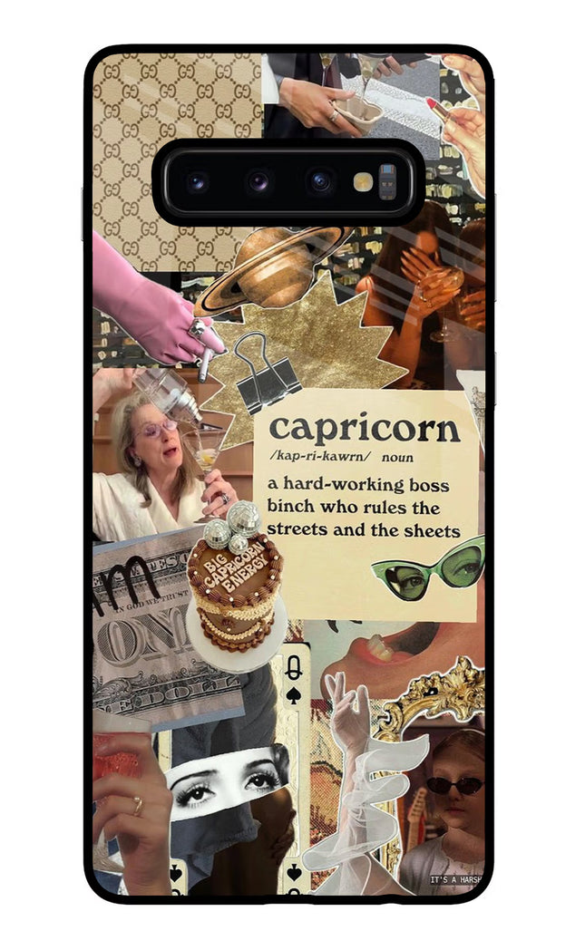 Capricorn Zodiac Samsung S10 Plus Glass Case Back Cover by Casekaro