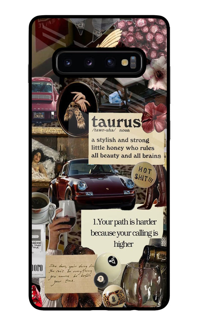 Taurus Zodiac Samsung S10 Plus Glass Case Back Cover by Casekaro
