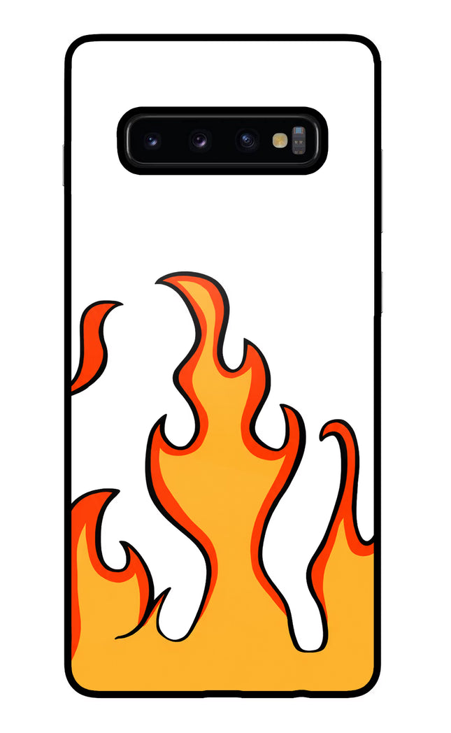Fired Up – White Samsung S10 Plus Glass Case Back Cover by Casekaro