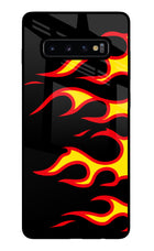 Side Sweep Flames Samsung S10 Plus Glass Case