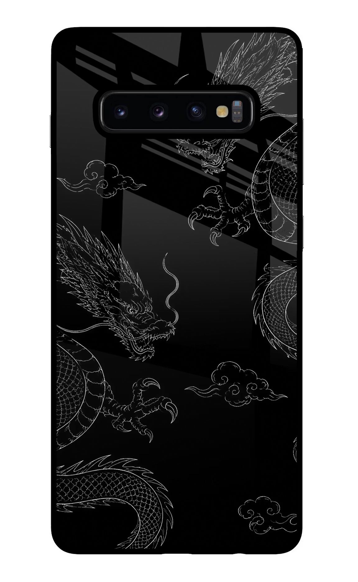 Twin Dragons Samsung S10 Plus Glass Case Back Cover by Casekaro