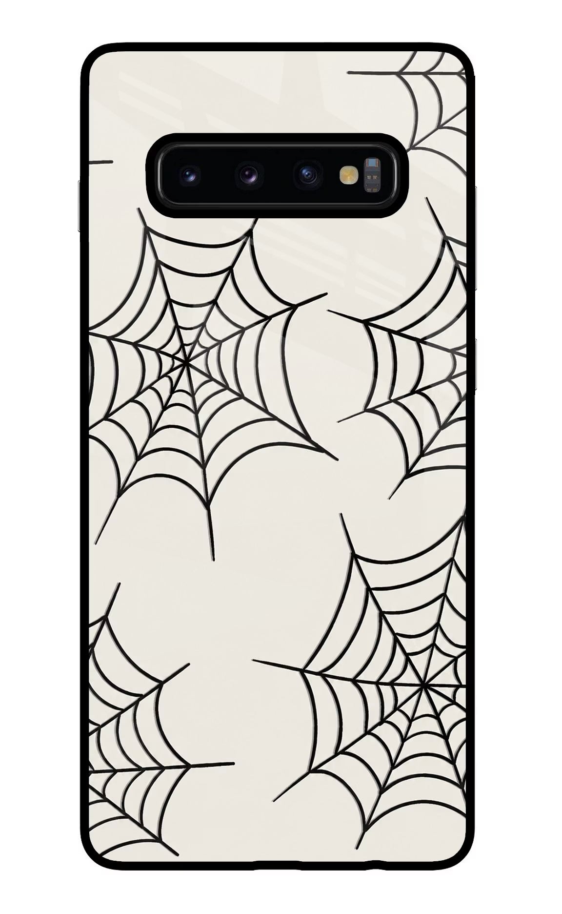 Spider Web Samsung S10 Plus Glass Case Back Cover by Casekaro