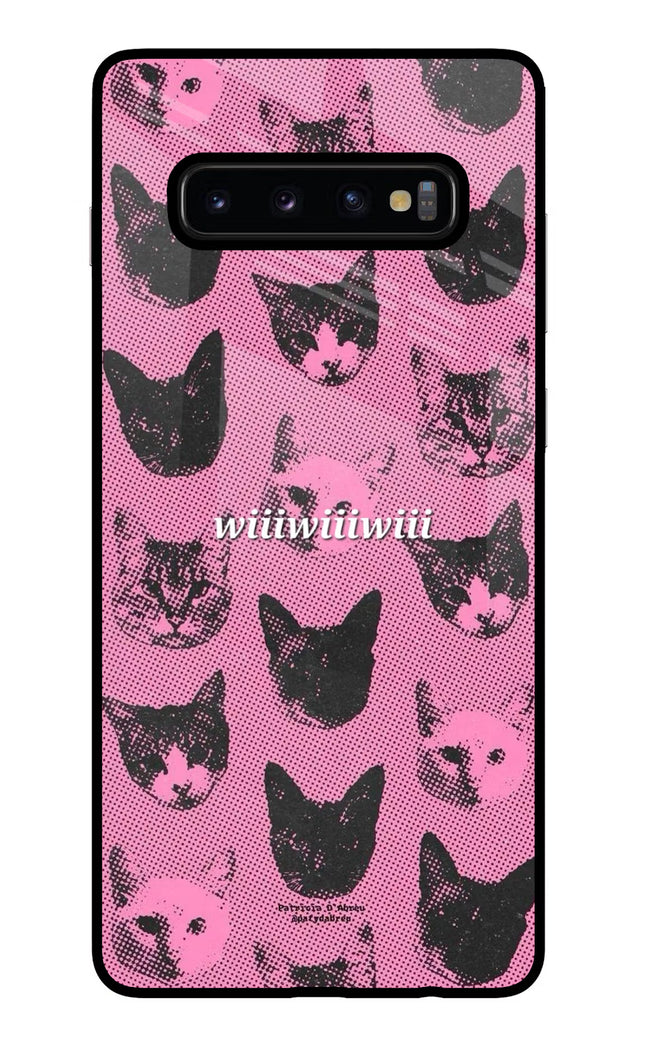 Pink Cats Samsung S10 Plus Glass Case Back Cover by Casekaro