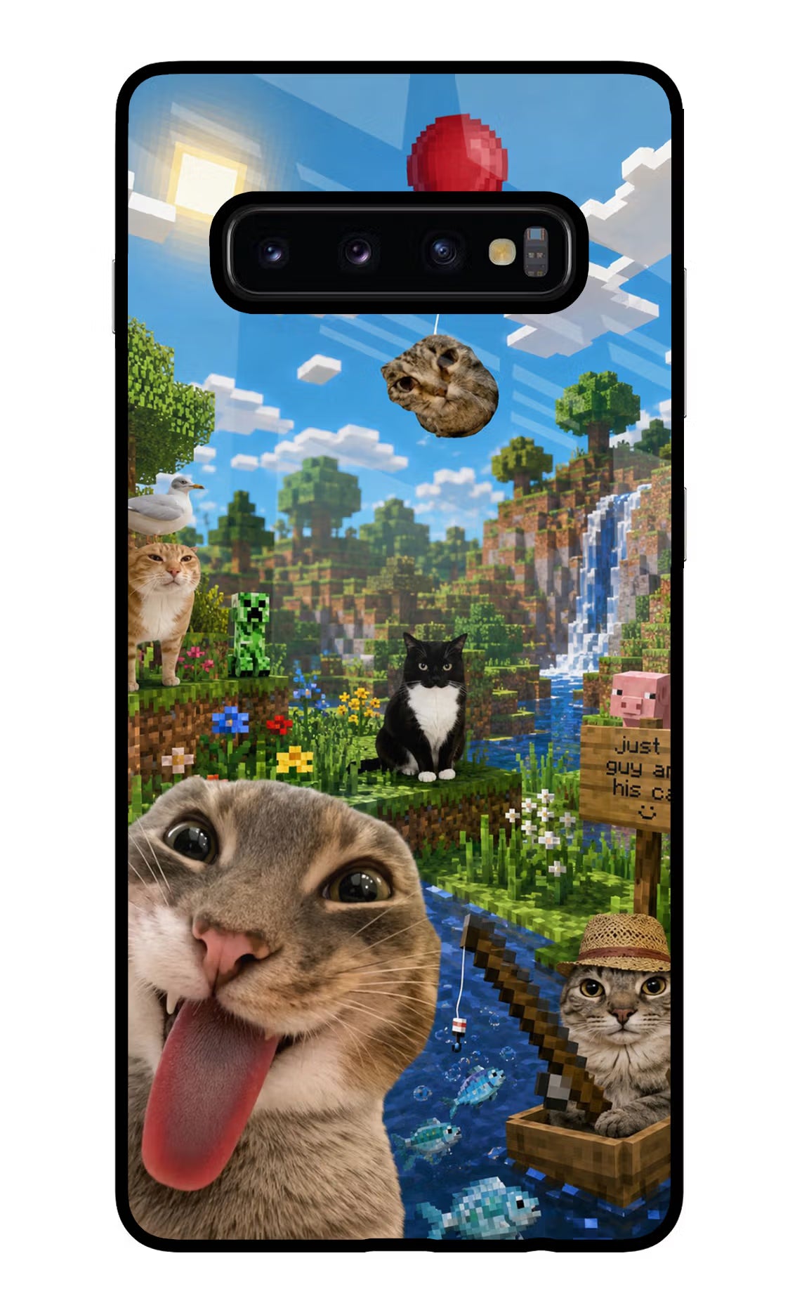 Minecraft Cat Chaos Samsung S10 Plus Glass Case