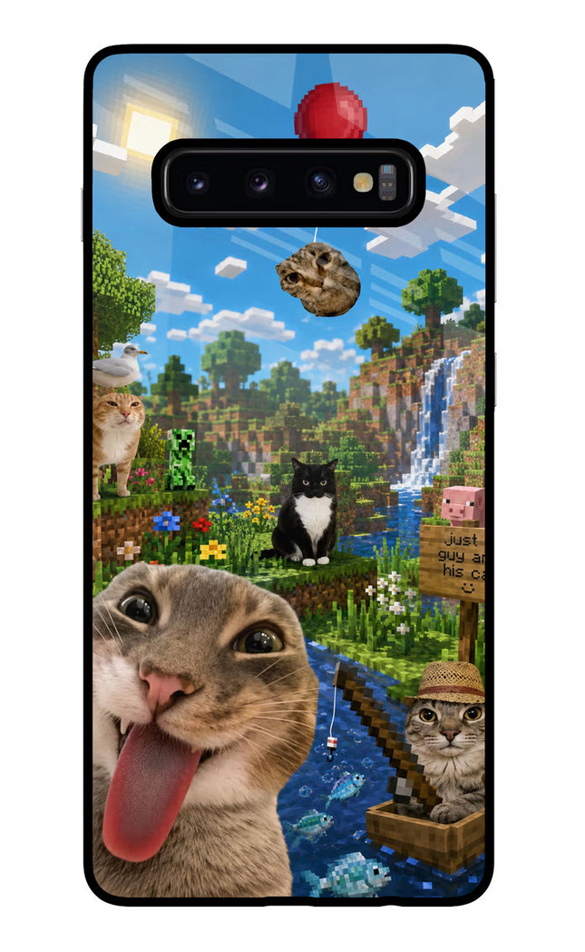 Minecraft Cat Chaos Samsung S10 Plus Glass Case