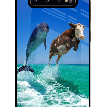 Dolphin vs Cow Samsung S10 Plus Glass Case