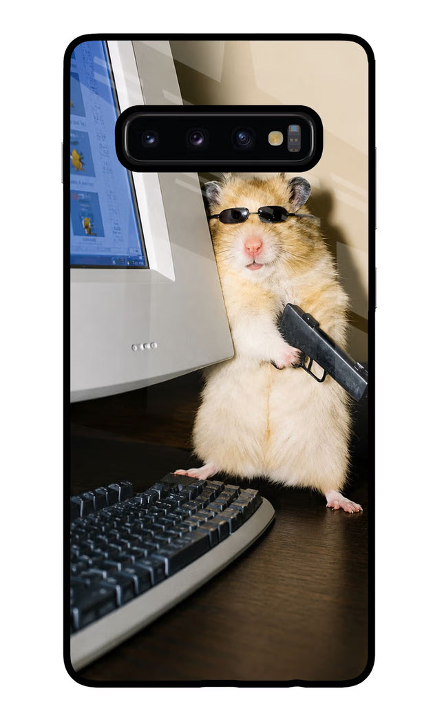 Hacker Hamster Samsung S10 Plus Glass Case