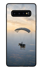 Skydiving Cow Samsung S10 Plus Glass Case