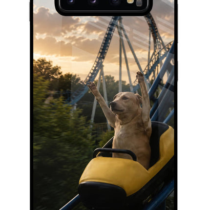 Rollercoaster Dog Samsung S10 Plus Glass Case