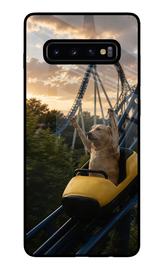 Rollercoaster Dog Samsung S10 Plus Glass Case