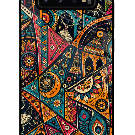 Folk Print Samsung S10 Plus Glass Case