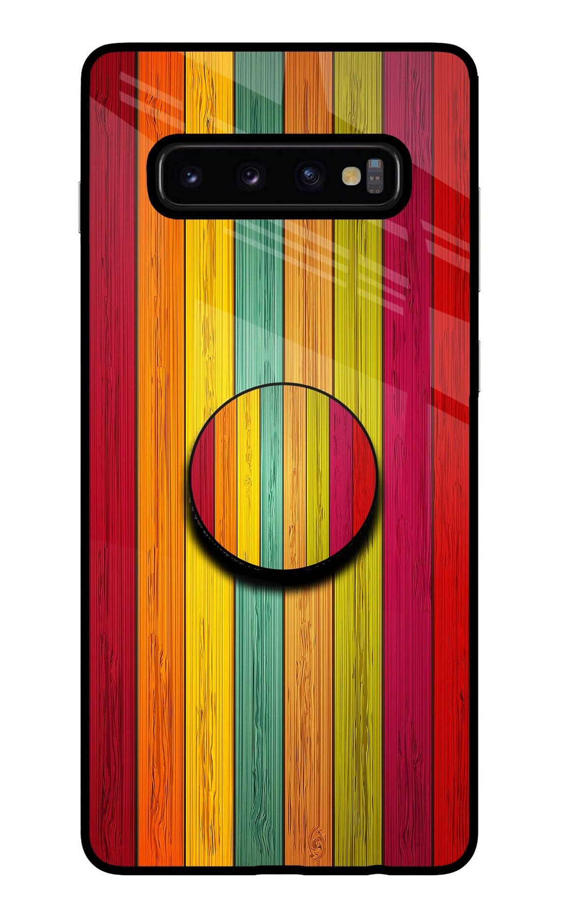 Multicolor Wooden Samsung S10 Plus Glass Case