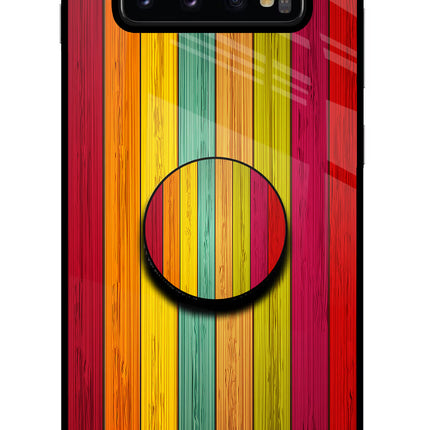 Multicolor Wooden Samsung S10 Plus Glass Case