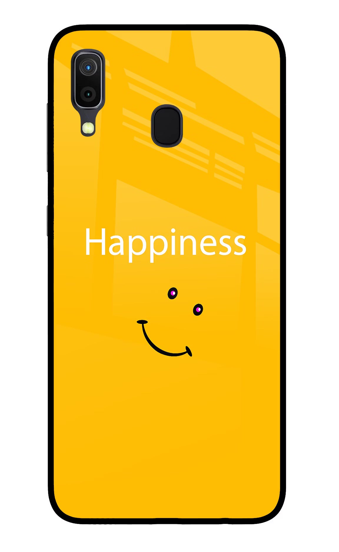Happiness With Smiley Samsung A30 Glass Case Back Cover by Casekaro