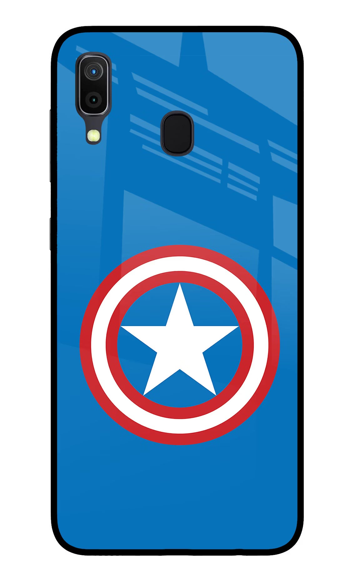 Captain America Logo Samsung A30 Glass Case Back Cover by Casekaro