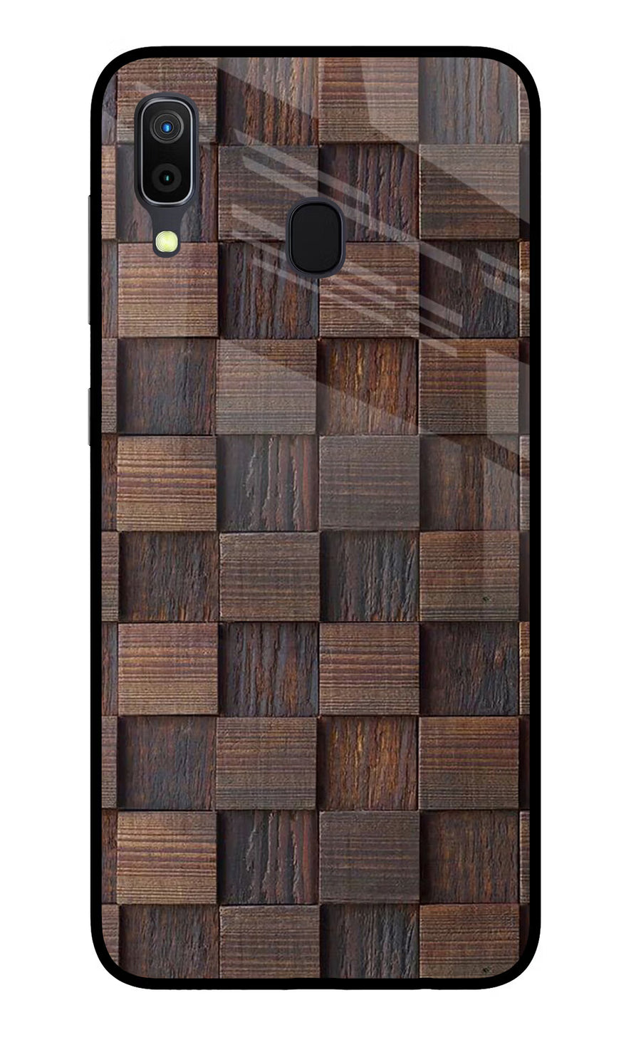 Wooden Cube Design Samsung A30 Back Cover, Glass case