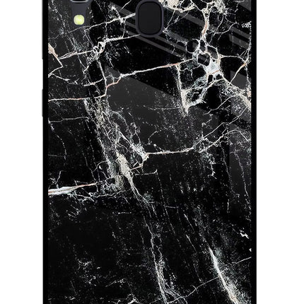 Black Marble Texture Samsung A30 Glass Case Back Cover by Casekaro