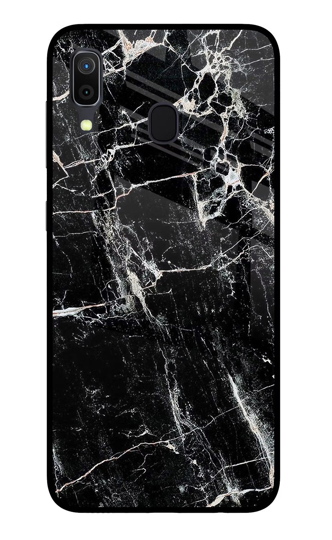 Black Marble Texture Samsung A30 Glass Case Back Cover by Casekaro