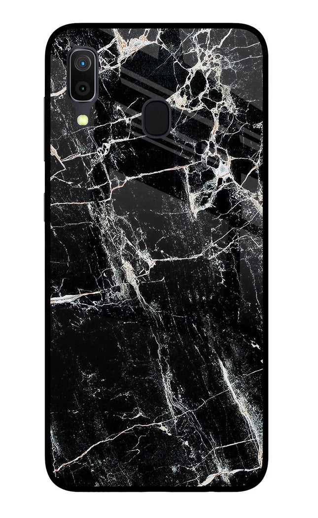 Black Marble Texture Samsung A30 Glass Case Back Cover by Casekaro