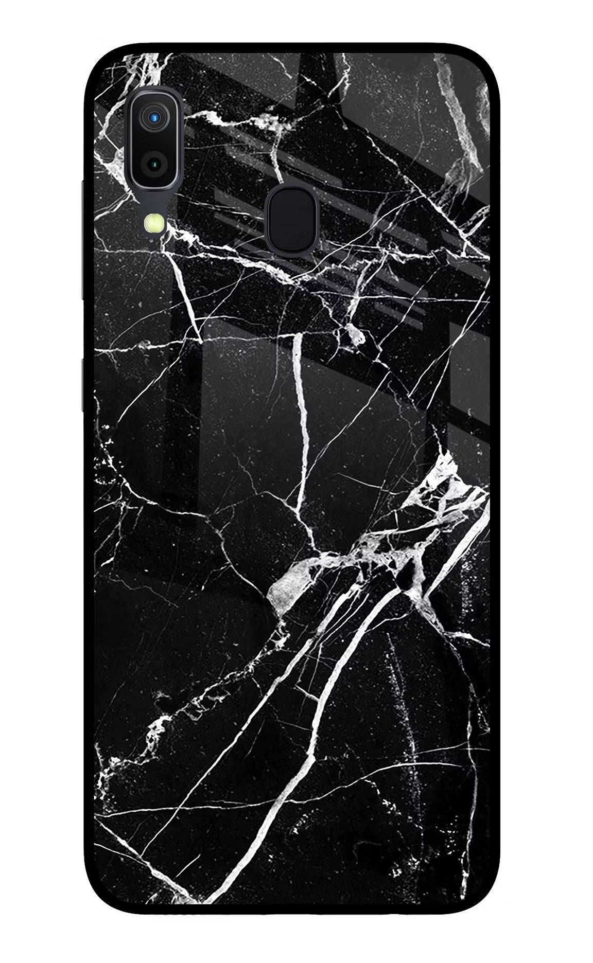 Black Marble Pattern Samsung A30 Glass Case Back Cover by Casekaro