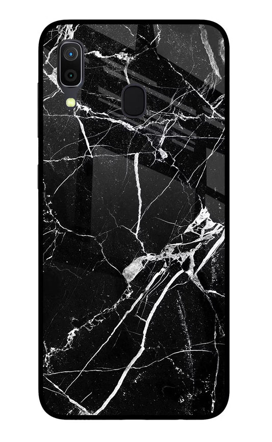 Black Marble Pattern Samsung A30 Glass Case