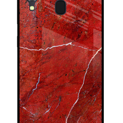 Red Marble Design Samsung A30 Glass Case