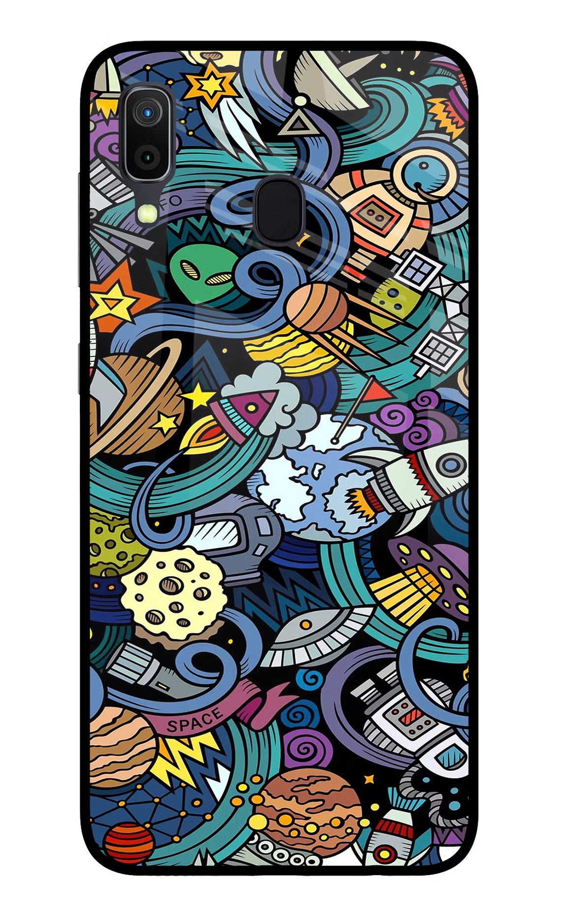 Space Abstract Samsung A30 Glass Case Back Cover by Casekaro