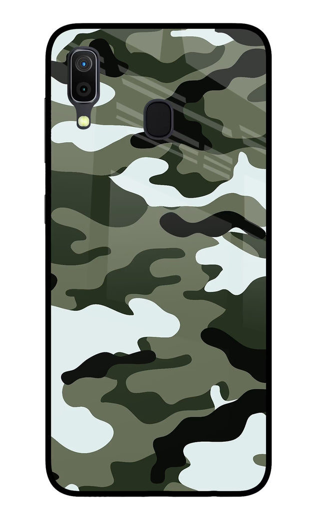 Camouflage Samsung A30 Glass Case Back Cover by Casekaro