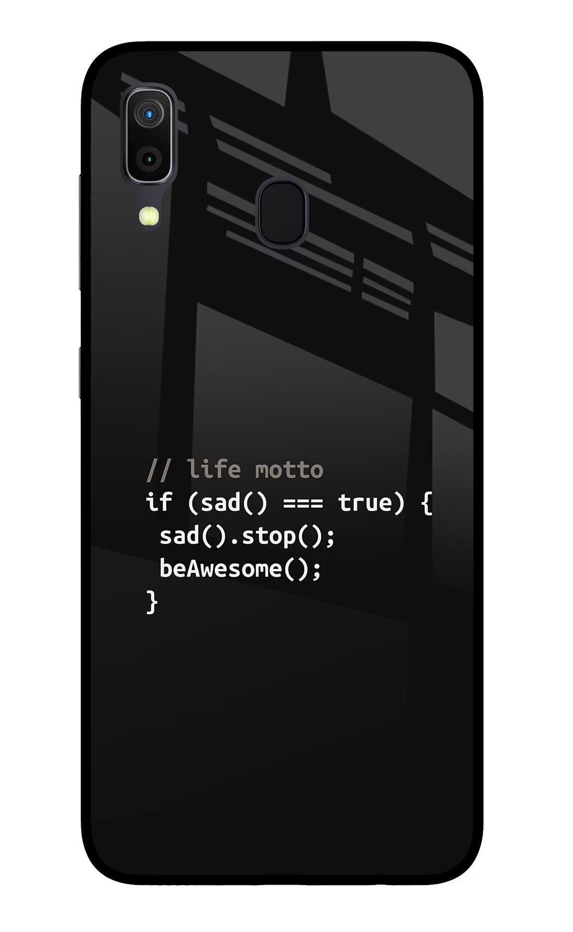 Life Motto Code Samsung A30 Glass Case Back Cover by Casekaro