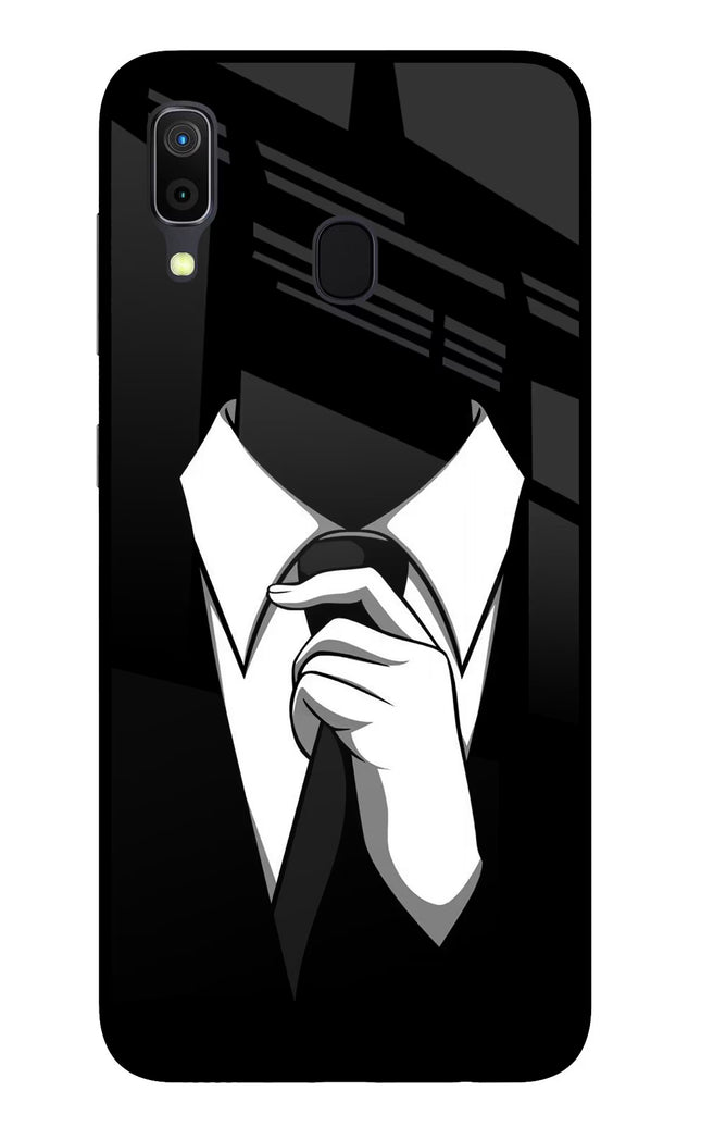 Black Tie Samsung A30 Glass Case Back Cover by Casekaro