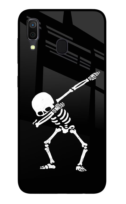 Dabbing Skeleton Art Samsung A30 Glass Case