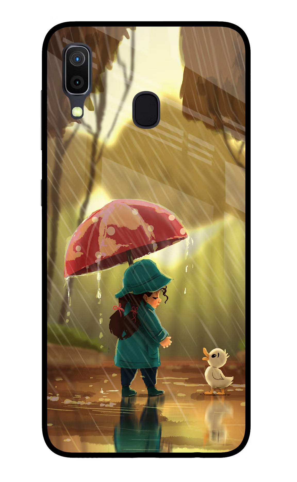 Rainy Day Samsung A30 Glass Case Back Cover by Casekaro