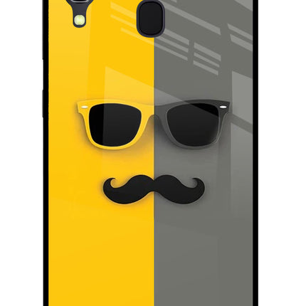 Sunglasses with Mustache Samsung A30 Glass Case