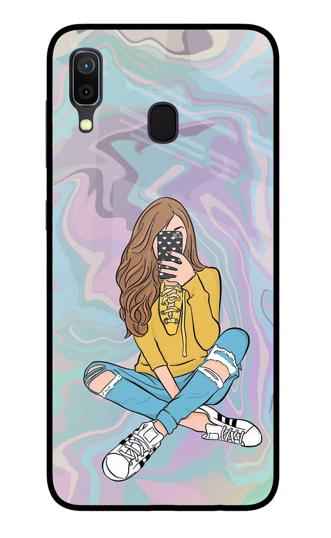 Selfie Girl Samsung A30 Glass Case Back Cover by Casekaro
