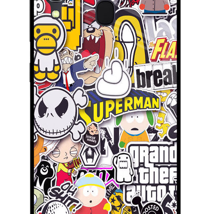 Sticker Bomb Samsung A30 Glass Case