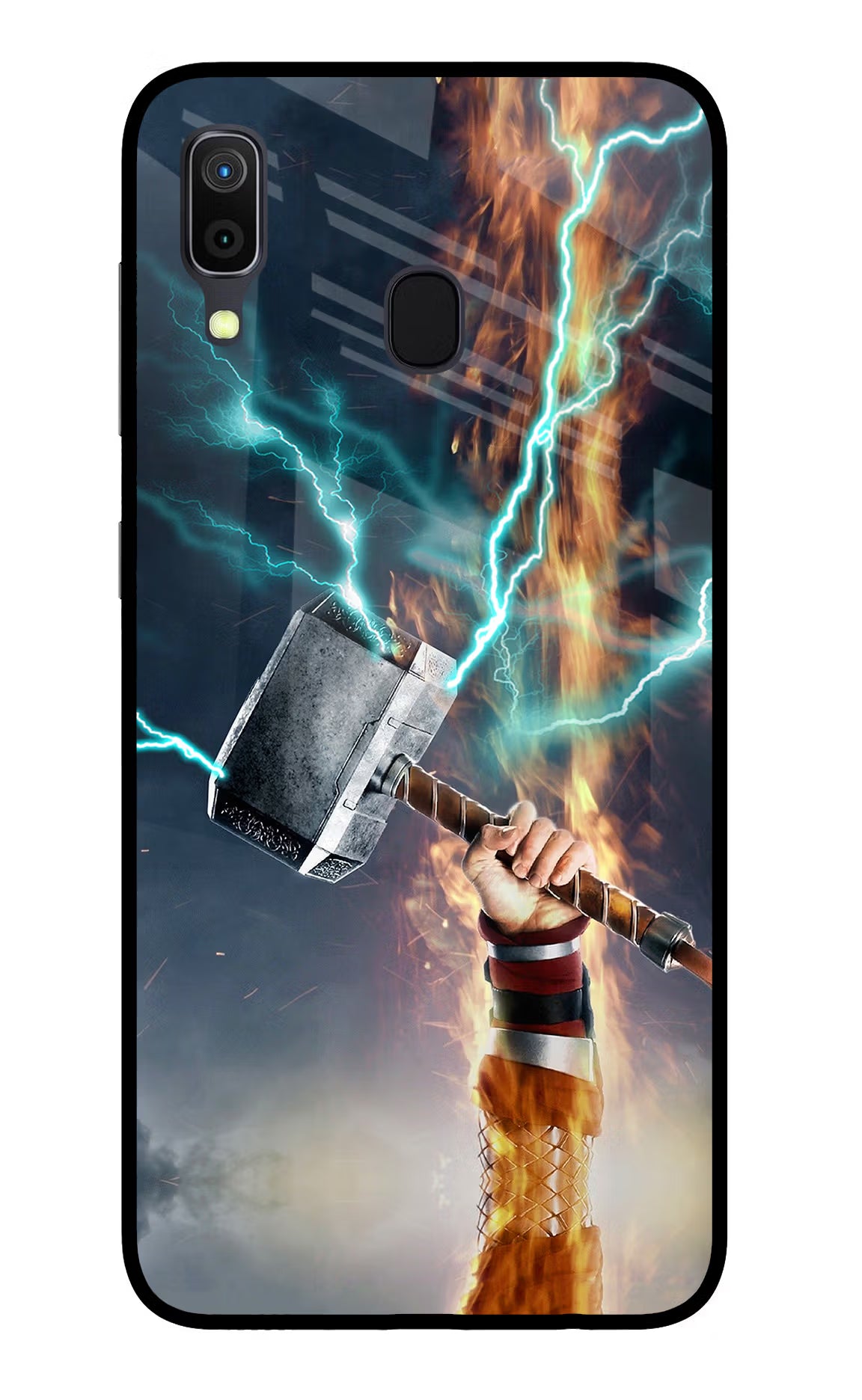 Thor Hammer Mjolnir Samsung A30 Glass Case Back Cover by Casekaro