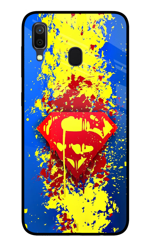 Superman logo Samsung A30 Glass Case Back Cover by Casekaro
