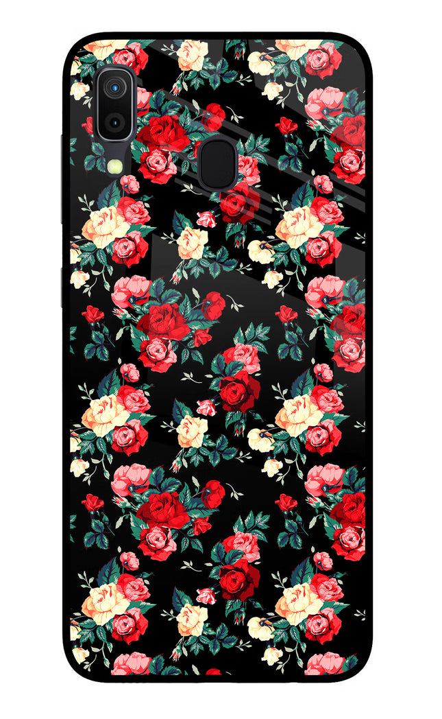 Rose Pattern Samsung A30 Glass Case Back Cover by Casekaro