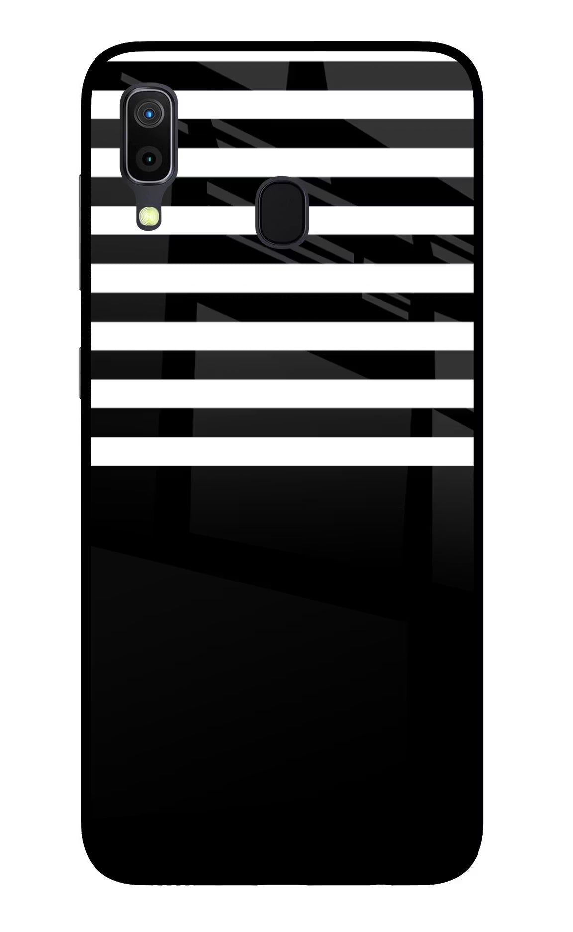 Black and White Print Samsung A30 Glass Case Back Cover by Casekaro