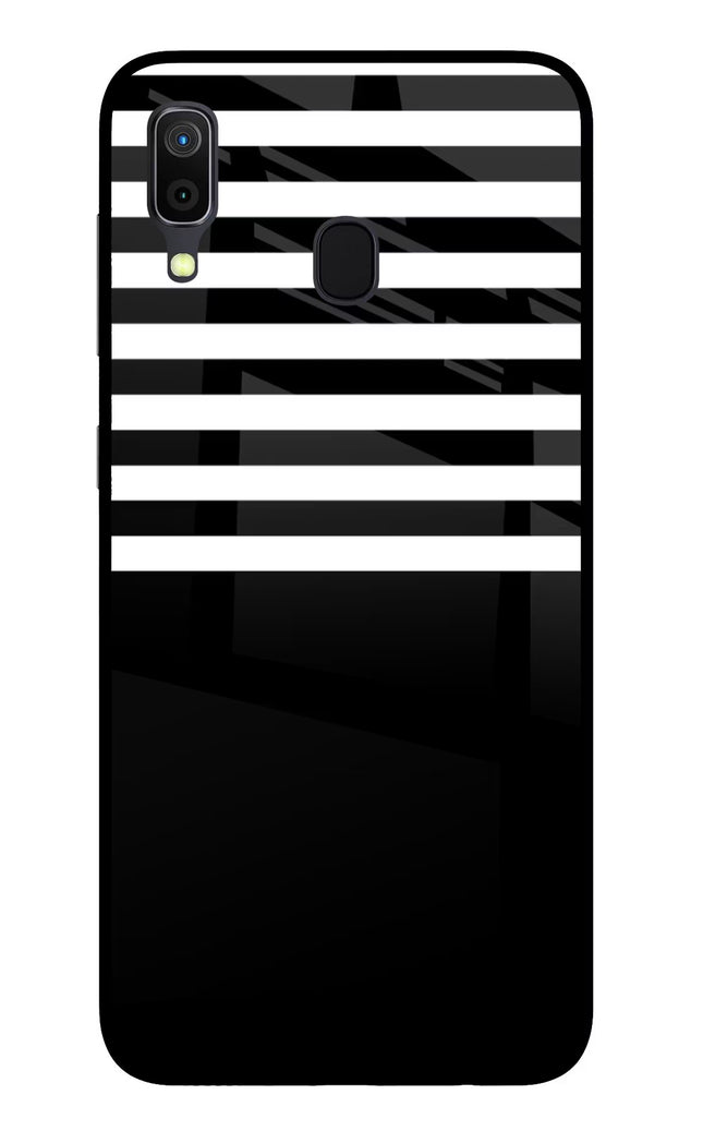 Black and White Print Samsung A30 Glass Case Back Cover by Casekaro