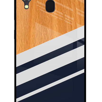 Blue and white wooden Samsung A30 Glass Case