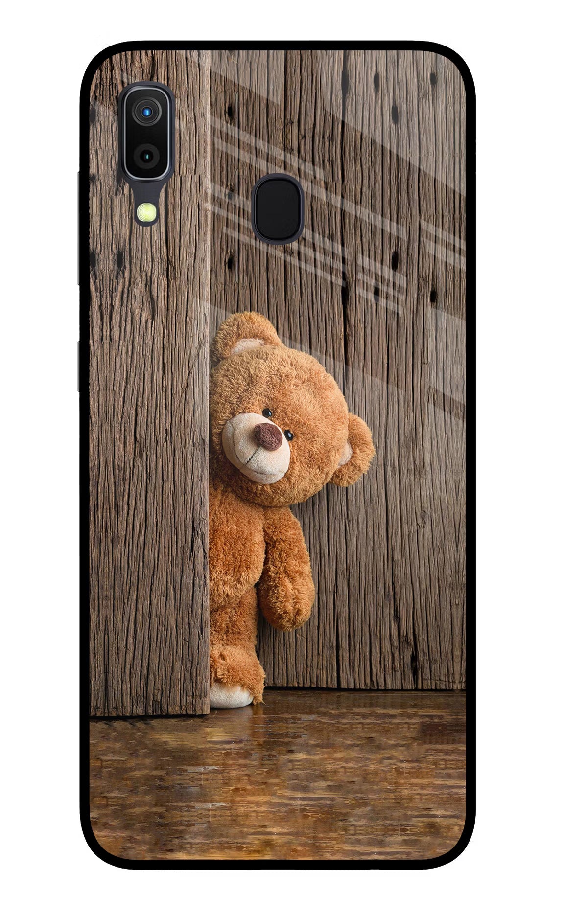 Teddy Wooden Samsung A30 Glass Case Back Cover by Casekaro