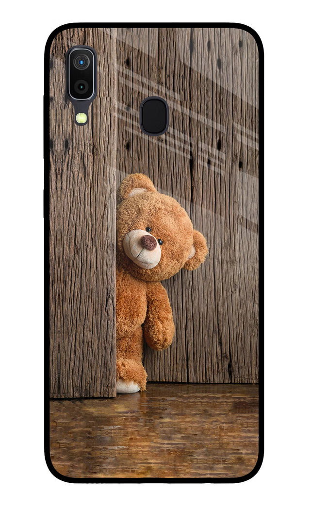 Teddy Wooden Samsung A30 Glass Case Back Cover by Casekaro