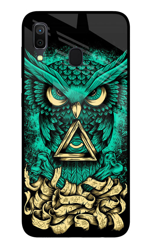 Green Owl Samsung A30 Glass Case