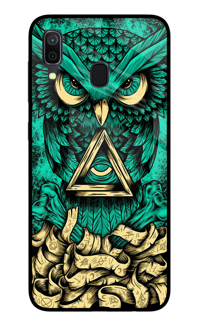 Green Owl Samsung A30 Glass Case Back Cover by Casekaro