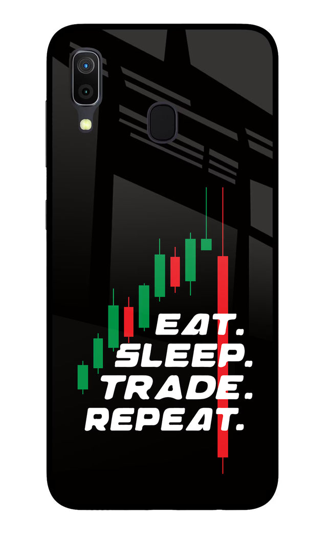 Eat Sleep Trade Repeat Samsung A30 Glass Case Back Cover by Casekaro
