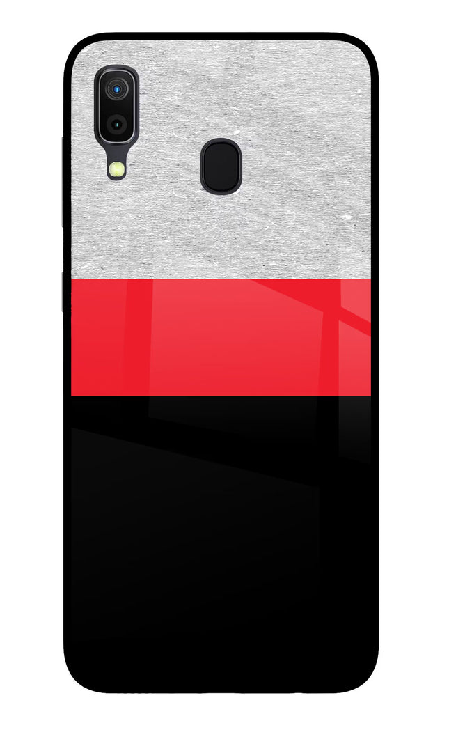 Tri Color Pattern Samsung A30 Glass Case Back Cover by Casekaro